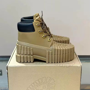 Stivali Utility Cachi con Occhielli Dorati, Resistenti, Retro Blu, Suola Spessa, Termici per Lavoro, Avventure all'Aperto, Estate, Autunno, Inverno - Product Image 1