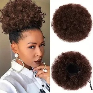 Toptan Afro puf İpli at kuyruğu sentetik Updo saç ekleme