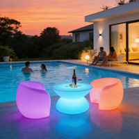 Table basse LED d'extérieur rechargeable avec télécommande, changeant de couleur, étanche, pour patio, mobilier de parc, hôtel, supermarché