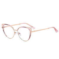 MS 82168 Lunettes pour femmes TR90 + Lunettes œil de chat en métal Monture optique anti-lumière bleue Lunettes à la mode Design coloré personnalisé
