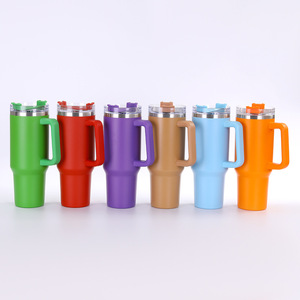 High Capacity 40OZ Double Walled Insulated Stainless Steel Classic Camping Tumbler Handle Lid <b>Straw</b> for Beverages Office Use - Product Image 5