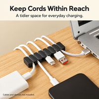 Bande organisatrice de câbles en silicone autocollante pour cordons de charge et écouteurs, support de câbles de bureau pour la gestion des câbles à la maison et au bureau