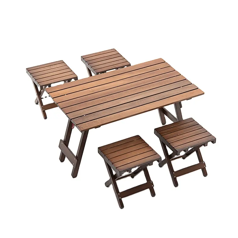 Uma mesa e quatro bancos mesa de jantar e cadeiras combinação mesa dobrável ao ar livre e cadeiras conjunto cadeiras de jardim