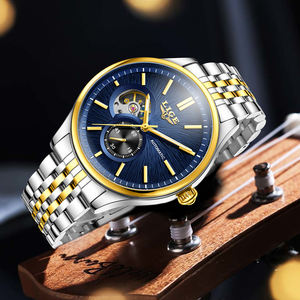 Montre mécanique automatique en acier, cadran squelette 43 mm, tourbillon, logo personnalisé, montre mécanique de luxe pour homme, automatique - Product Image 2