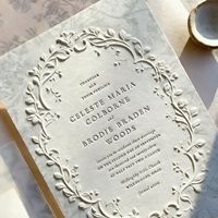 Carte postale commémorative d'invitation de mariage en papier coton gaufré en relief 3D, douce et raffinée