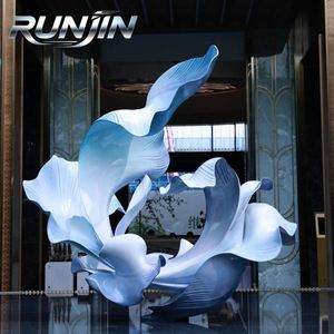 Escultura de Flores Abstracta Grande Personalizada de Acero Inoxidable Soldado, Decoración de Arte Metálico Moderno para Jardín, Plaza o Fuente - Product Image 2