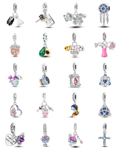 Colgantes de circonita con forma de corazón chapados en oro y <span class=keywords><strong>plata</strong></span>, serie deportiva popular de bádminton y fútbol, para pulseras Pan Family - Product Image 2