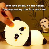 Veilleuse en silicone mignonne en forme de panda, rechargeable par USB, sans BPA, de qualité alimentaire, lampe de chambre pour enfants, cadeau de naissance, vente en gros