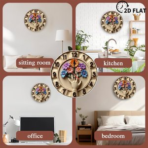 Round Wooden Wall <b>Clock</b> 25cm Quiet Quartz Movement Indoor Decor For Living Room Apartment - Product Image 5