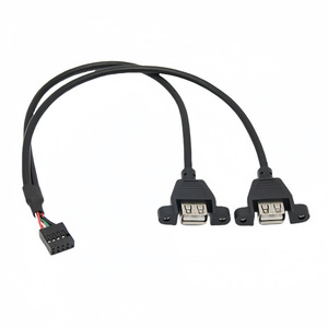 Cable de extensión USB DuPont de 9 pines a doble puerto, conector de placa base moldeado a alta presión con cable de cobre de paso de 2,54 mm - Product Image 3