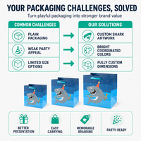 Sacs cadeaux en carton ondulé écologiques entièrement personnalisables avec poignée en ruban motif requin pour les fêtes d'anniversaire des enfants