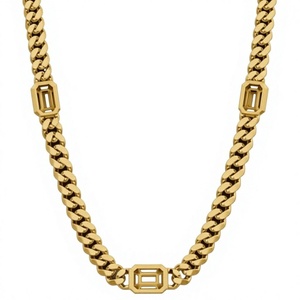 Orelia Iuxe Gold Plated Stainless Steel Cuban Chain Bracelet Rectangular Zircon Inlink <b>Bangle</b> Hip Hop Jewelry for Women <b>Men</b> - Product Image 3