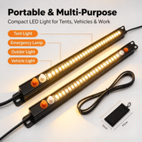 Barre lumineuse LED de camping extérieure étanche bicolore ambre + blanc, intensité réglable, DC12V 10-16V, IP67, accessoires pour camion