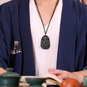 หยกเจไดต์แท้ธรรมชาติ สีเขียวหมึก หยกประจำราศี หยกอินค์เจด หยกเกรดไอซ์ จี้หยก เครื่องประดับหยก - Product Image 1
