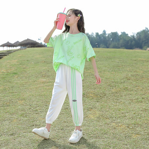 เสื้อผ้าเด็กผู้หญิงแขนสั้นผ้าลูกฟูกสีพื้นสไตล์จีนสำหรับเด็กโต 4-15 ปี จากประเทศจีน - Product Image 5