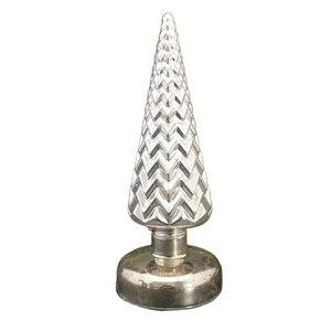 Factory Customized Silvery Glass Christmas <strong>Tree</strong> Finials <strong>Toppers</strong> for Home Table Decoration - Product Image 1
