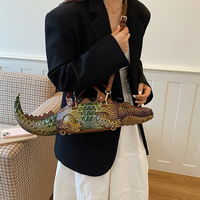 Sac bandoulière original en forme de crocodile 3D, modèle animal créatif avec sangle amovible