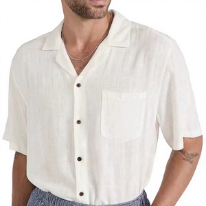 <b>Men's</b> Yellow Short Sleeve Casual <b>Shirt</b> Turn-down Collar Loose Fit Breathable Summer <b>Shirts</b> Solid Color Woven Fabric <b>Shirts</b> - Product Image 1