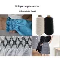 Fil élastique en chenille blanchie de 0,5 mm à haute élasticité, cordon et fil de couture pour vêtements et sacs