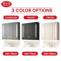 Armadietto da Bagno Fullkenlight con Ampio Spazio di Stoccaggio, Armadietto a Specchio di Lusso con LED Intelligente e Display Orario