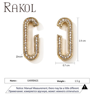Rakol EP6031 Real Gold Plated Pin Stud Popular Hollow Designer Zirconia Women's Earrings - Product Image 6