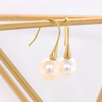 Nouvelles Boucles d'Oreilles Créoles en Or Jaune 18 carats AU750 avec Perles d'Eau Douce 7,5-8mm pour Enfants, Style Étoile Éternelle, Idéales pour un Cadeau