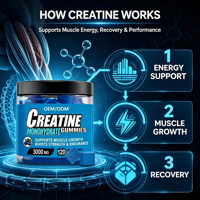 Gummies à la créatine monohydrate avec électrolytes, collagène et L-citrulline, gummies pour booster l'énergie, la récupération et la forme physique