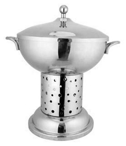 Recipiente Circular Plateado para Calentar Alimentos con Control Manual de Temperatura para Exhibiciones de Buffet - Product Image 1