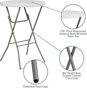 Mesa de Coquetel Portátil para Uso Interno e Externo, Mesa Alta Redonda de Plástico, Mesa Dobrável para Festas e Eventos de Casamento - Product Image 6
