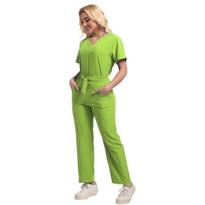 HZMNOI Women <b>Scrub</b> <b>Set</b> V-Neck Elastic Waist Pants Moisture Wicking Hospital Uniforms For Medical Workwear - Product Image 2