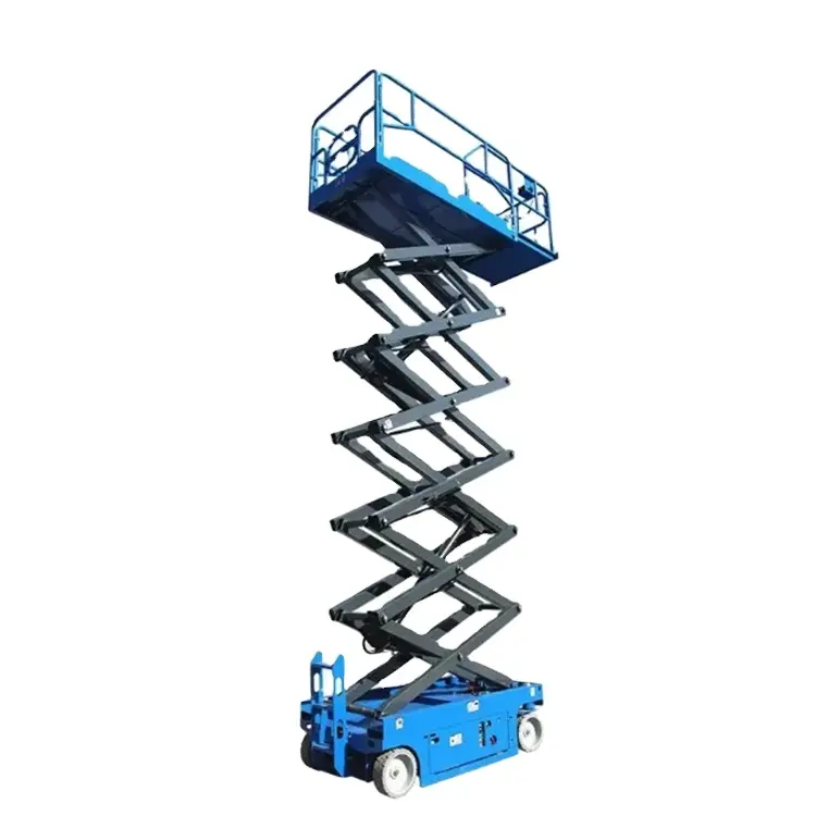CE certified small electric lifting platform Single pole electric scissor lifting platform Self propelled workbench