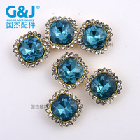 Strass à coudre double couche en verre motif Tournesol Poire, forme carrée large, pour DIY, matériaux pour accessoires capillaires élégants (bandeaux, épingles à cheveux)