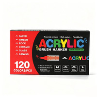 Lot de 100/120/168 marqueurs acryliques professionnels à pointe pinceau souple, mélangeables, imperméables, grande capacité d'encre, pour l'art