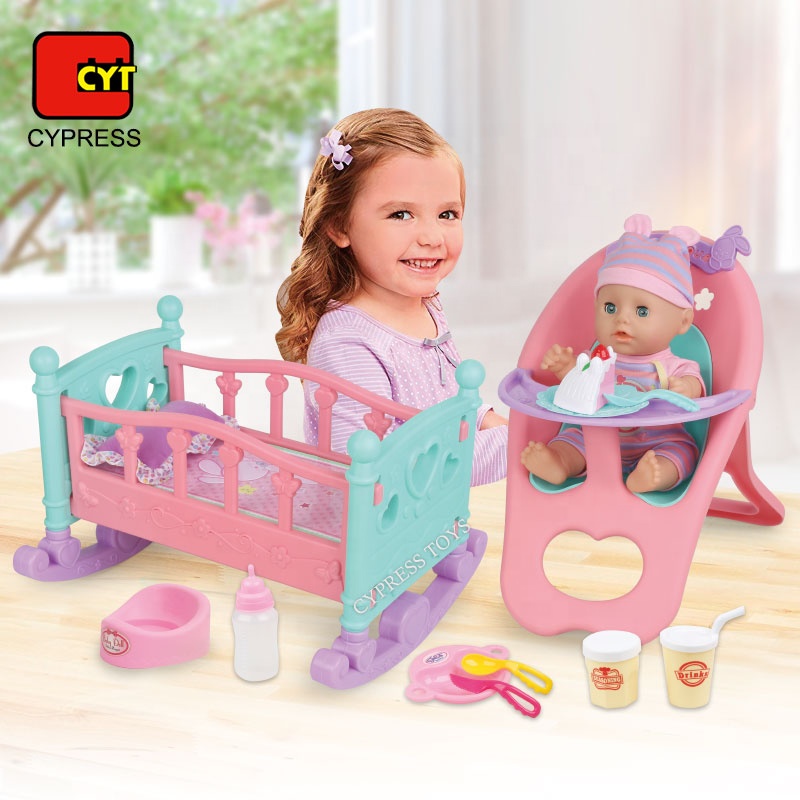 10 звук IC питьевой воды в ребенка от 12 дюймовая виниловая кукол в комплекте кровать и обеденный стул