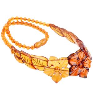 Collana di <span class=keywords><strong>ambra</strong></span> non ottimizzata baltica naturale con ciondolo in <span class=keywords><strong>ambra</strong></span> a forma di fiore di ciliegio inciso regali unici per le donne - Product Image 2