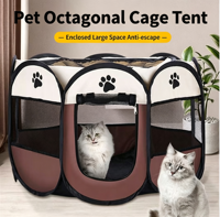 Tente de camping portable pliable octogonale pour animaux de compagnie, en tissu Oxford imperméable, pour chaton ou chien