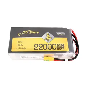 Tattu UAV battery 6S LIPO 22.8V 16000mAh/22000mAh for four axis drone six axis robotic agriculture uav