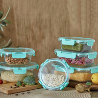 Boîte à lunch en verre borosilicate haute résistance avec fourchette et cuillère, couvercle en PP, 3 compartiments, sans BPA, compatible lave-vaisselle, hermétique, empilable
