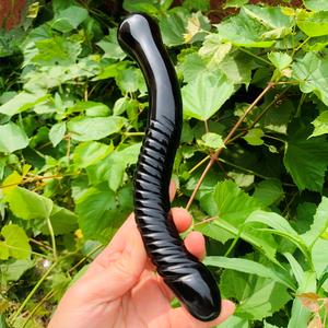 Consolador grande de 250mm, Varita Yoni de obsidiana negra, Juguetes sexuales de punto G, consolador de cristal de obsidiana negra con masajeador Yoni roscado, pene de cristal - Product Image 2