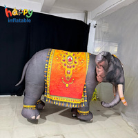 Costume gonflable d'éléphant ethnique à motifs, tenue de mascotte pour spectacle, costume gonflable d'éléphant pour défilé de festival