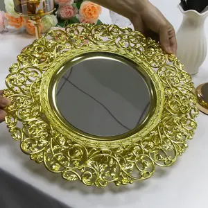 Modern Luxury America Style Gold Plastic Under Dining Dinner Plates For Wedding Table Decorative