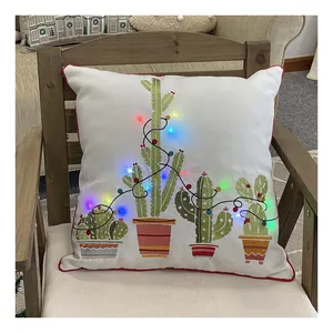 New arrival spring summer outdoor waterproof print cactus sofa luxury LED decorative throw outdoor pillow cover for home decor