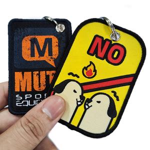 Porte-clés en acier inoxydable brodé sur mesure avec tissu en polyester, logo personnalisé, porte-clés pour la promotion, cadeaux souvenirs - Product Image 3