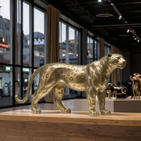 Grande sculpture d'animal en laiton coulé durable pour l'extérieur, panthère noire, léopard, avec couleurs personnalisées et options personnalisables