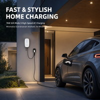 Chargeur mural pour véhicule électrique 7 kW 32 A, borne de recharge murale intelligente pour maison connectée, mode 3, type 2, avec câble, application, RFID, WiFi, IP55, CE