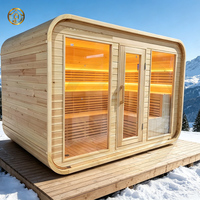 Sauna modulaire en bois en forme de cube avec vapeur sèche et chauffage 9KW