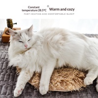 Coussin chauffant électrique pour chien Luby, avec prise USB, rayé, mignon, en peluche, rond, avec charge USB, pour dormir