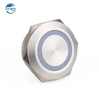 Interrupteur à bouton-poussoir ultra-court en acier inoxydable 22 mm IP67 220 V LED fin micro momentané 1NO1NC CE RoHS pour commande de machine