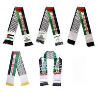 Vente chaude Personnalisé Pas Cher Prix 15x150cm Impression Tricot 100% Polyester Tache Football Club Fan Palestine Drapeau Écharpe