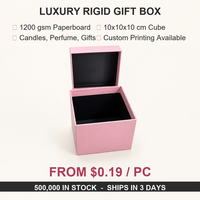 Boîte cadeau rigide carrée rose clair personnalisée avec logo pour emballage de luxe de bijoux, bougies, parfums et cosmétiques